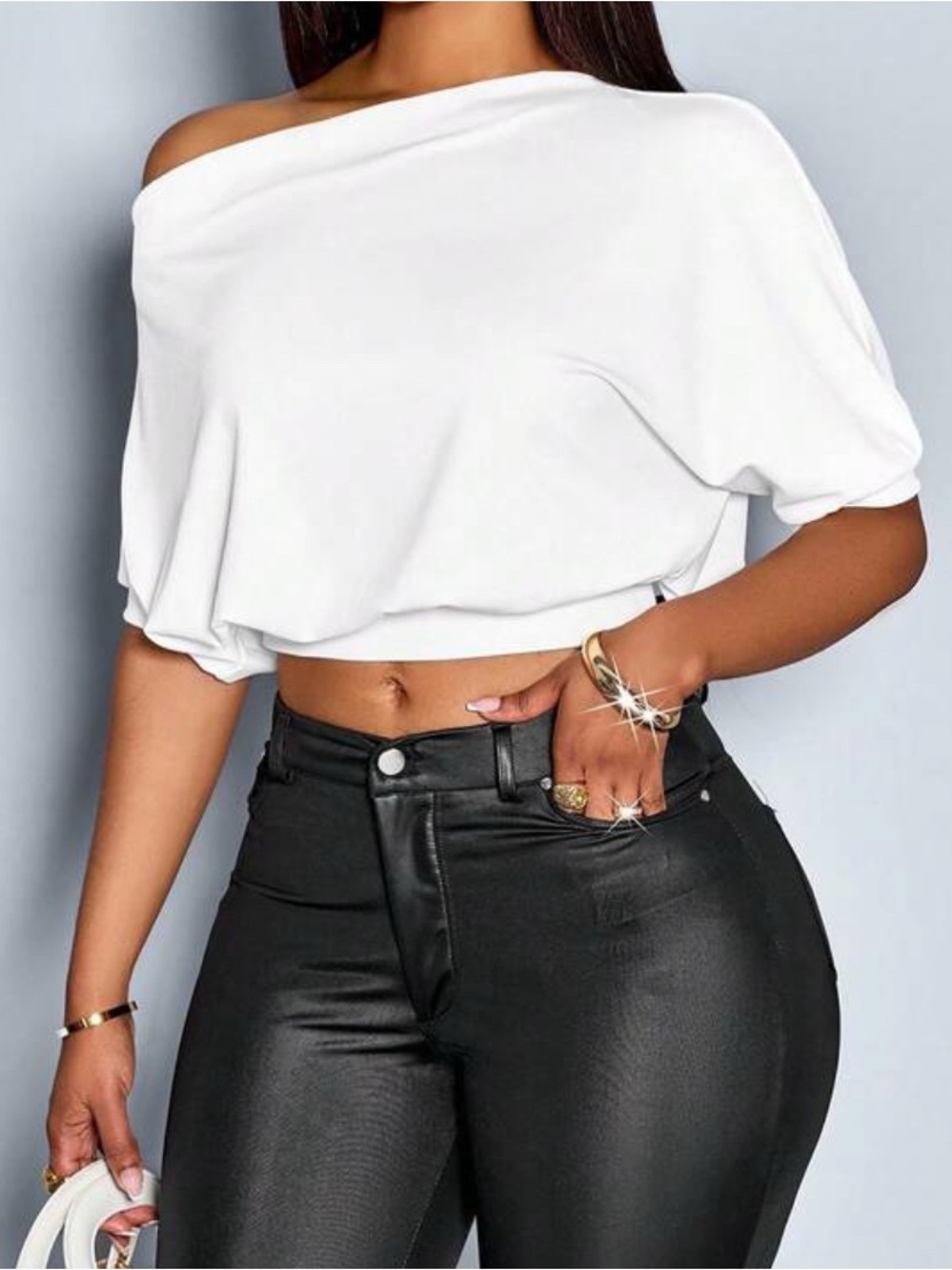 Off-Shoulder White Crop Top - Casual Women’s Top